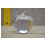 Vtg Clear Glass Apple Paperweight-Internal Bubbles