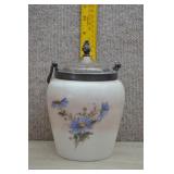 Antique Wave Crest Painted Glass Biscuit Jar