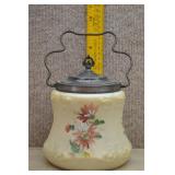 Antique Mount Washington Floral Glass Biscuit Jar