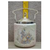 Antique Wave Crest Floral Glass Biscuit Jar