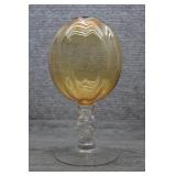 Vtg Cambridge Amber Glass Keyhole Ivy Ball Vase