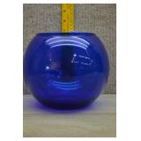 Vtg Crown Corning Cobalt Blue Glass Bowl Vase
