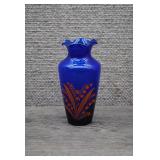 Vtg Cobalt Blue Glass Lily of the Valley Vase