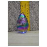Vtg Purple&Pink Iridescent Egg-Shaped Paperweight