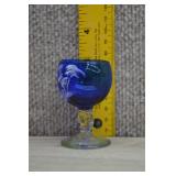 Vtg Russian Goblet-Cobalt Blue Bowl w/Glass Stem