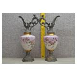 Hand Painted Victorian Ewer w/Pink Floral Motifs