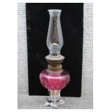 Vtg Cranberry Ruby Red Victorian-Style Oil Lamp