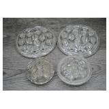 Lot of Four Vintage Clear Glass Flower Frogs