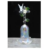 Dainty HandBlown Art Glass Bell-Hummingbird Design