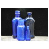 Lot of Vintage Cobalt Blue Medicine Bottles