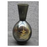 Vtg Japanese Mixed Metal Pagoda Bud Vase