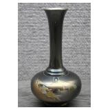 Vtg Fine Arts Japanese Mixed Metal Mt Fuji Vase