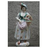 Vtg Porcelain Woman with Flower Basket Figurine