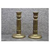 Pair of Vtg Brass Column Candlestick Holders
