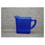 Vtg Hazel Atlas Cobalt Blue Glass Chevron Creamer