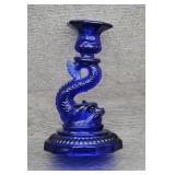 Imperial Glass MMA Cobalt Koi Fish Candlestick