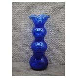 Aseda Sweden Cobalt Blue 3-Tier Ruffled Glass Vase