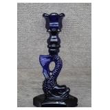 Vtg Portieux Vallerysthal Blue Koi Candlestick