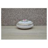 Vtg Porcelain Trinket Box w/Pink Roses on the Lid