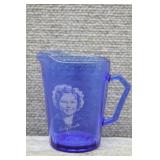 Vtg Cobalt Glass Shirley Temple Pitcher