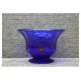 Vtg Cobalt Glass Hand Blown 3' Bowl