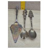 Silver Plated Serving Set-Cake Server, Spoon,Fork