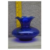 Cobalt Blue Art Glass Ruffled Edge Vase