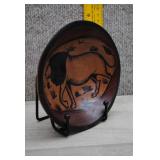 Vtg Terracotta Lion Pottery Bowl with Stand