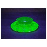 Antique Green Vaseline Uranium Glass Flower Frog