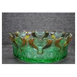 Vtg Idyll Jefferson Pressed Green Glass Bowls