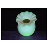 Vtg Thomas Webb Queens Burmese Ruffled Ball Vase