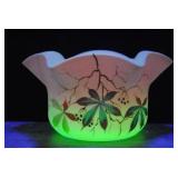 Fenton Burmese Uranium Glass Vase w/Ruffled Rim