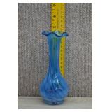 Vtg Blue and White Art Glass Handblown Vase