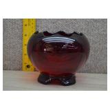 Imperial Glass Ruby Red Footed Rose Bowl