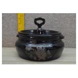 Vtg L.E. Smith Black Amethyst Glass Bean Pot