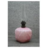 Antq Pink Satin Glass Miniature Kerosene Oil Lamp