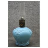 Antique EAPG Blue Milk Glass Mini Oil Lamp