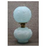 Fenton Blue Satin Beaded Drape Mini Oil Lamp