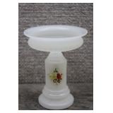 Vtg Fenton Milk Glass Floral Pedestal Comport