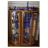 Antique Quarter-Sawn Oak Bow-Font Curio Cabinet