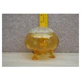 Viking Yellow Glass Flowerlite Bowl w/Flower Frog