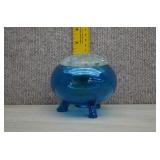 Viking Blue Glass Flowerlite Bowl w/Flower Frog