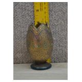 Turquoise Glass Egg, Gilded w/Enameled Flowers