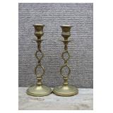 Pair of 8' Brass Candlesticks w/ Twisted Stems
