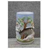Hand Painted Ceramic Vase w/ Raised Cherubs Design