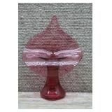 Vtg Pilgrim Glass Cranberry Hand Blown Vase