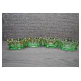 Four Vtg Idyll Jefferson Pressed Green Glass Bowls