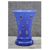Antique Blue Bristol Hand Painted Flower Vase