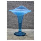 Antique Dugan Blue Opalescent Jack Pulpit Vase