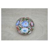 Vtg Murano Millefiori Floral Glass Paperweight